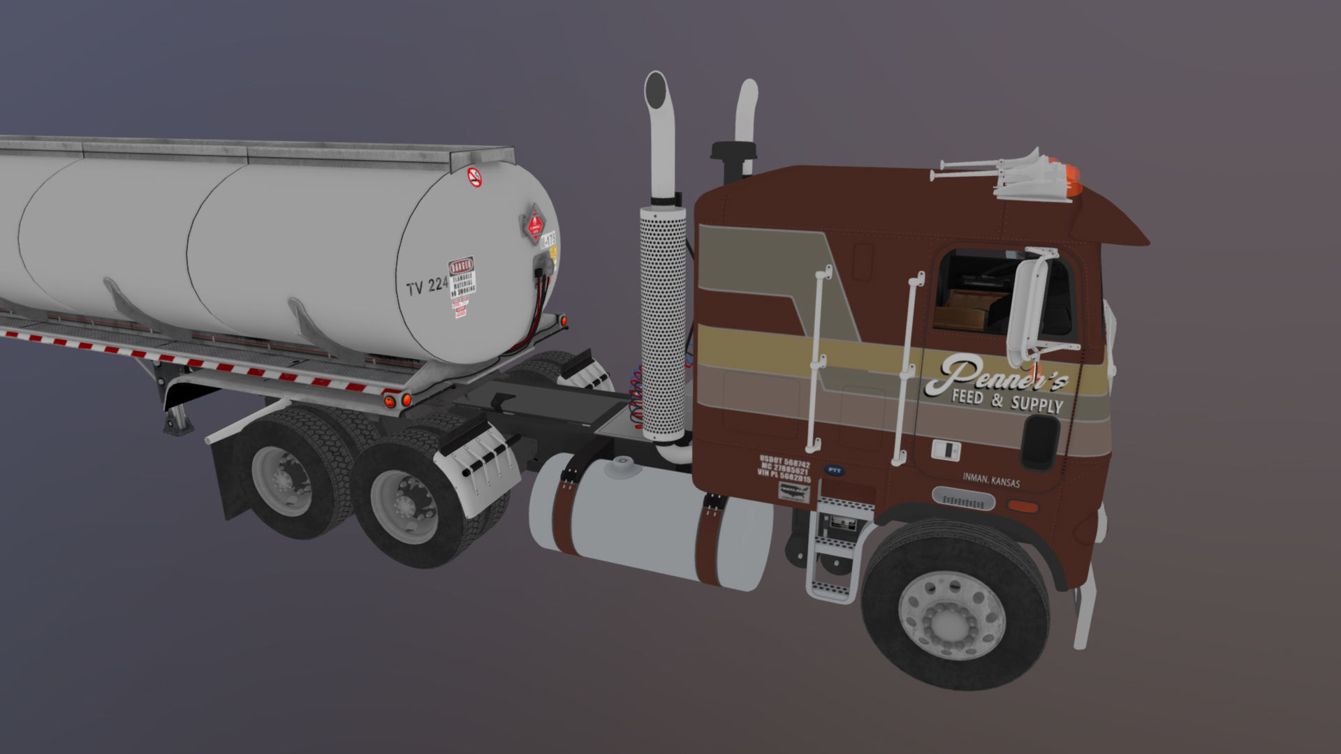 Freightliner cabover fuel trailer Low-poly 3D model_49