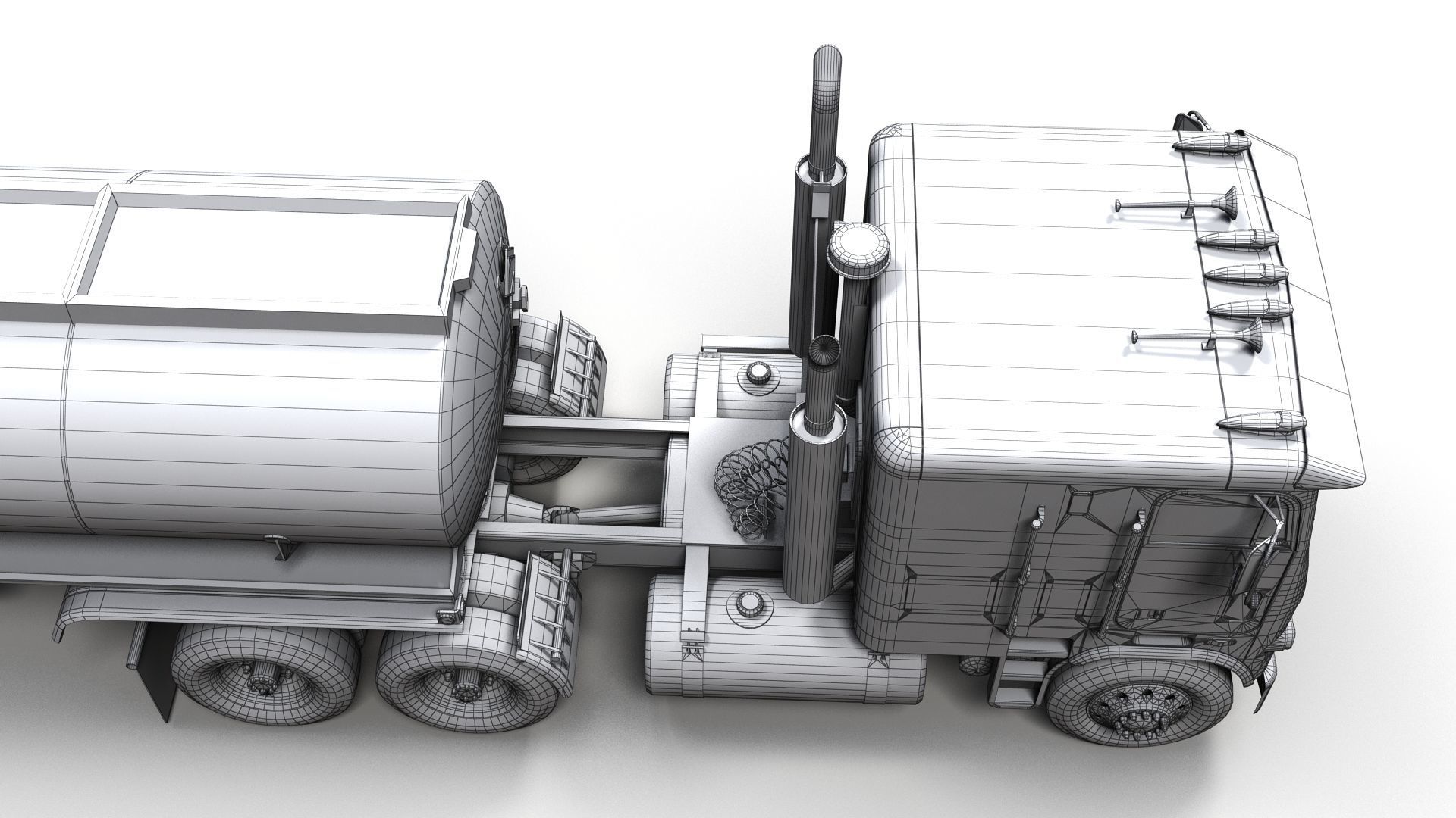 Freightliner cabover fuel trailer Low-poly 3D model_16