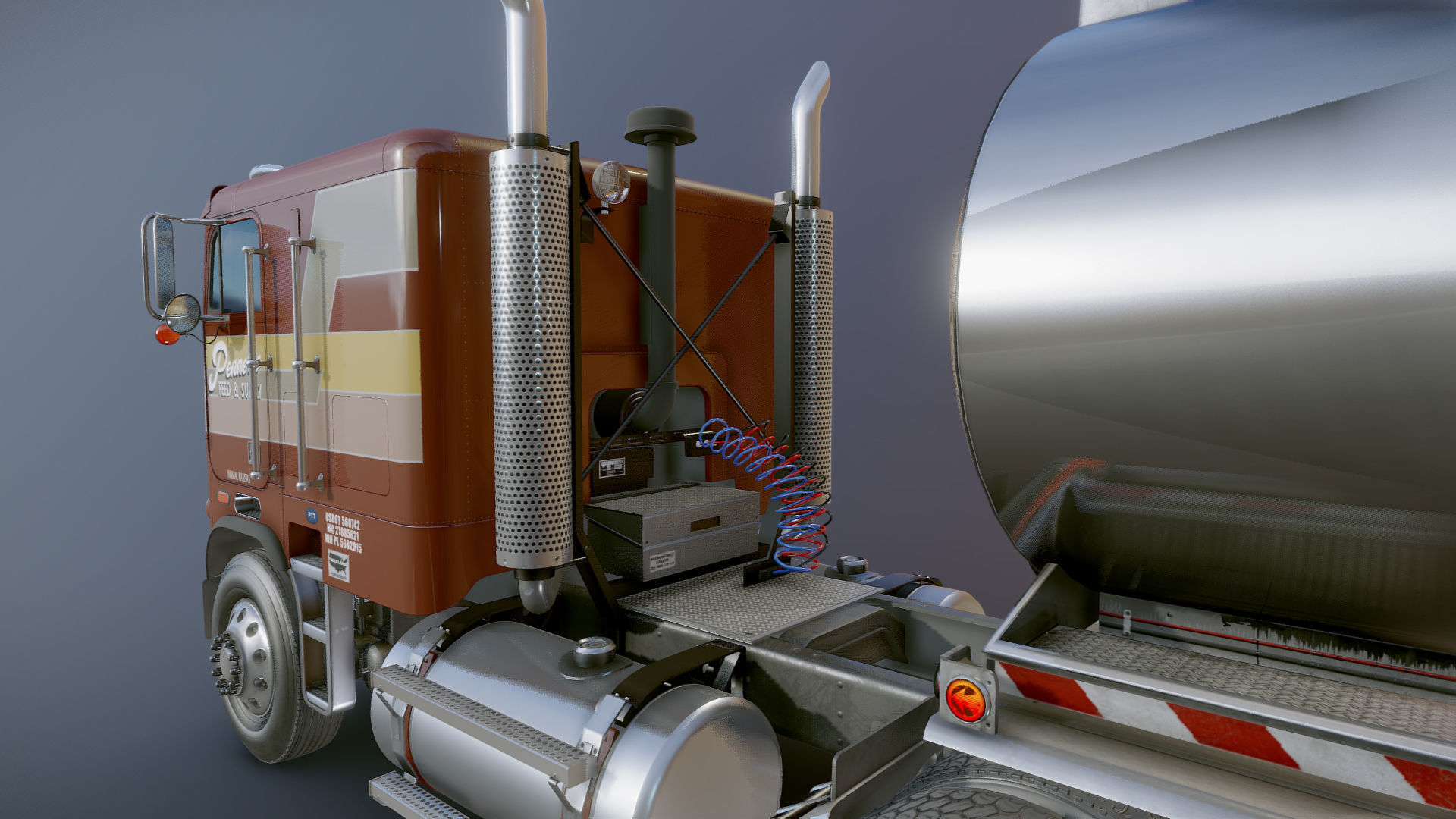 Freightliner cabover fuel trailer Low-poly 3D model_25