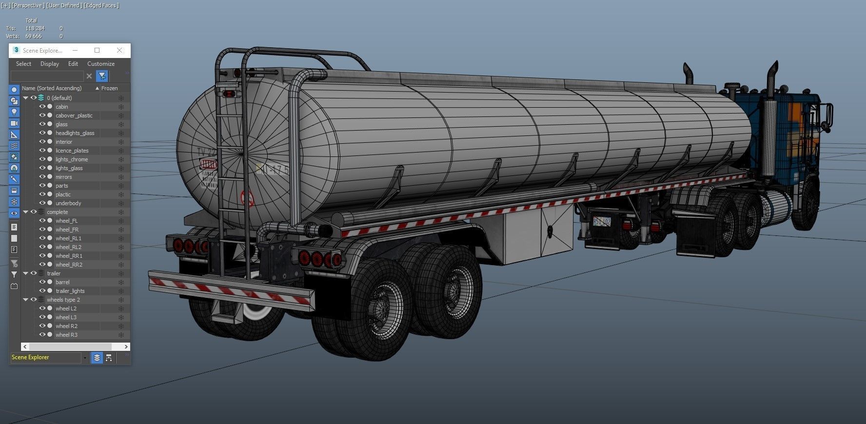 Freightliner cabover fuel trailer Low-poly 3D model_53