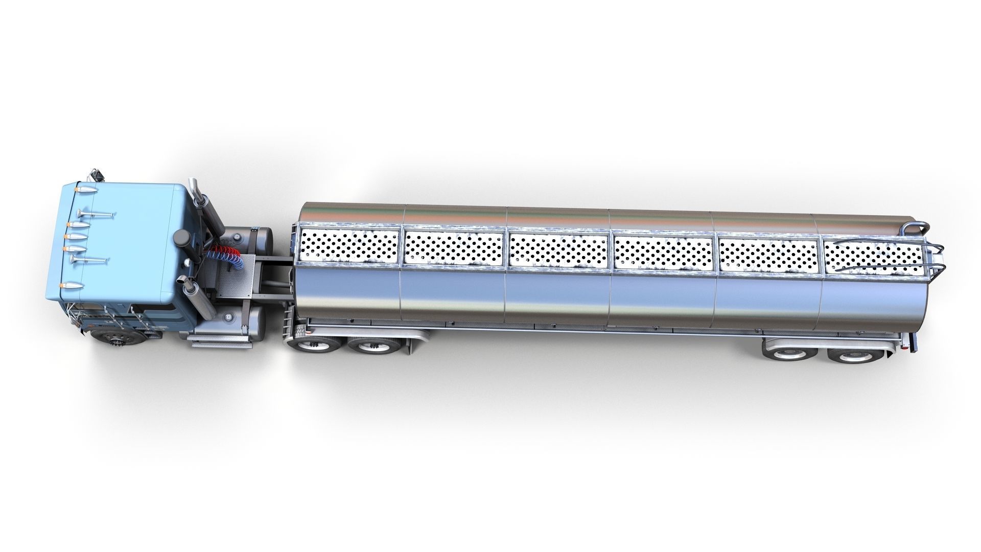 Freightliner cabover fuel trailer Low-poly 3D model_7