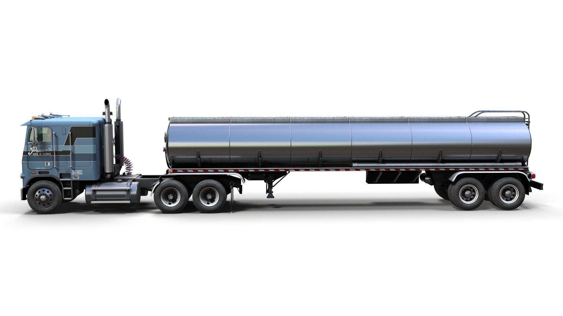 Freightliner cabover fuel trailer Low-poly 3D model_5