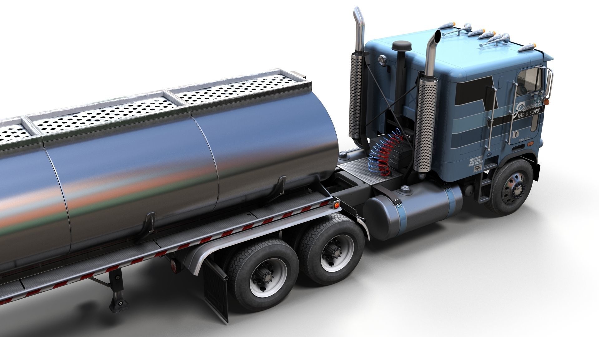 Freightliner cabover fuel trailer Low-poly 3D model_2