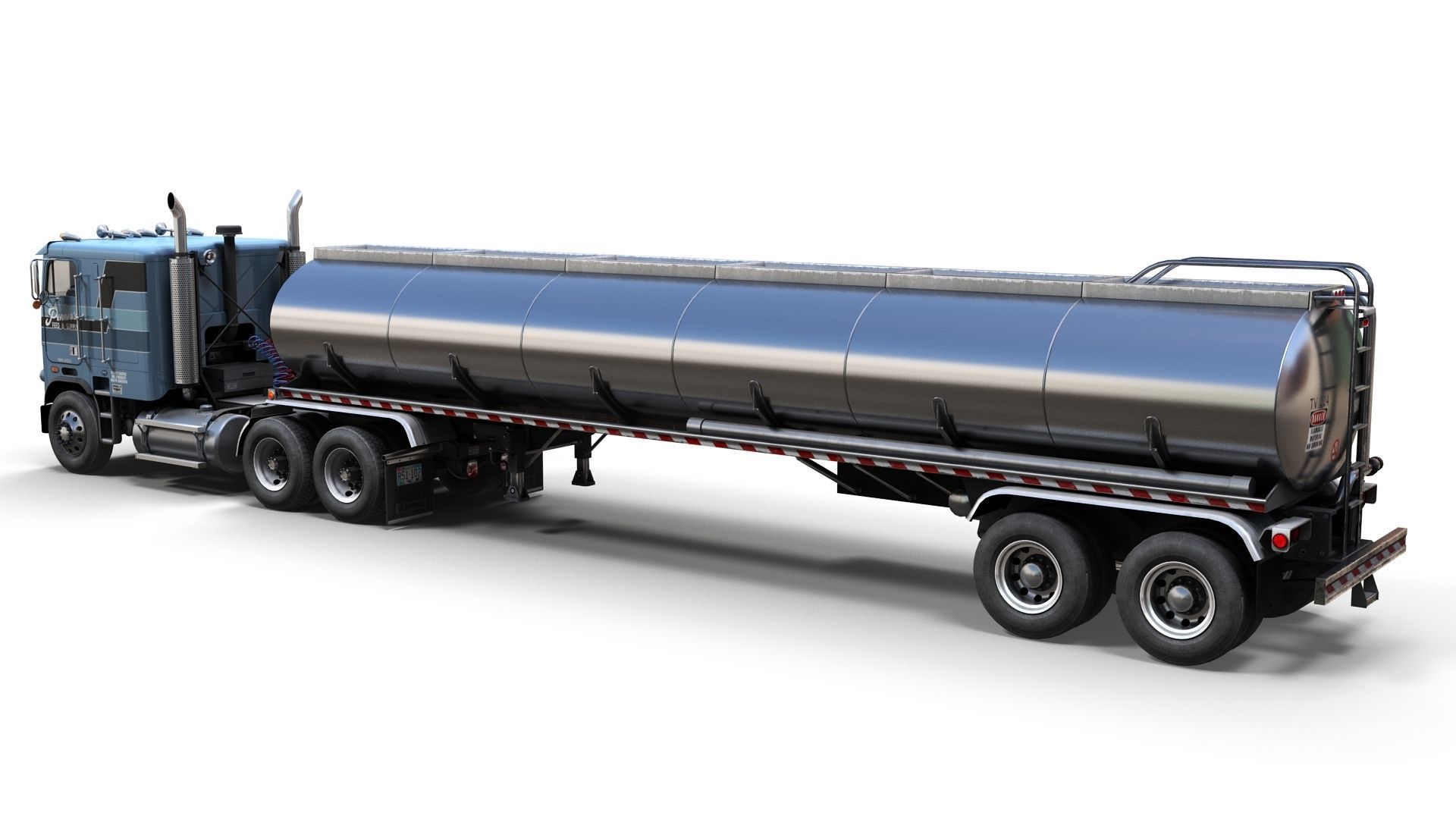 Freightliner cabover fuel trailer Low-poly 3D model_4