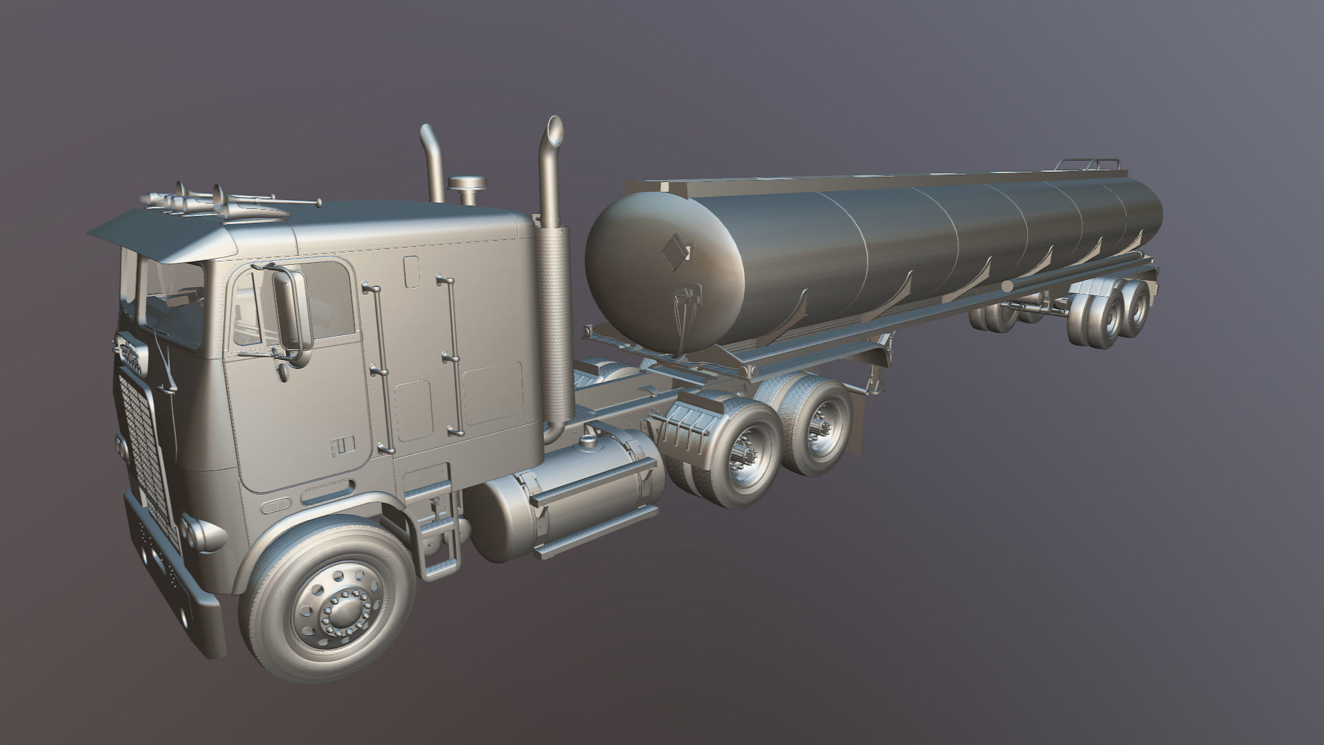 Freightliner cabover fuel trailer Low-poly 3D model_45