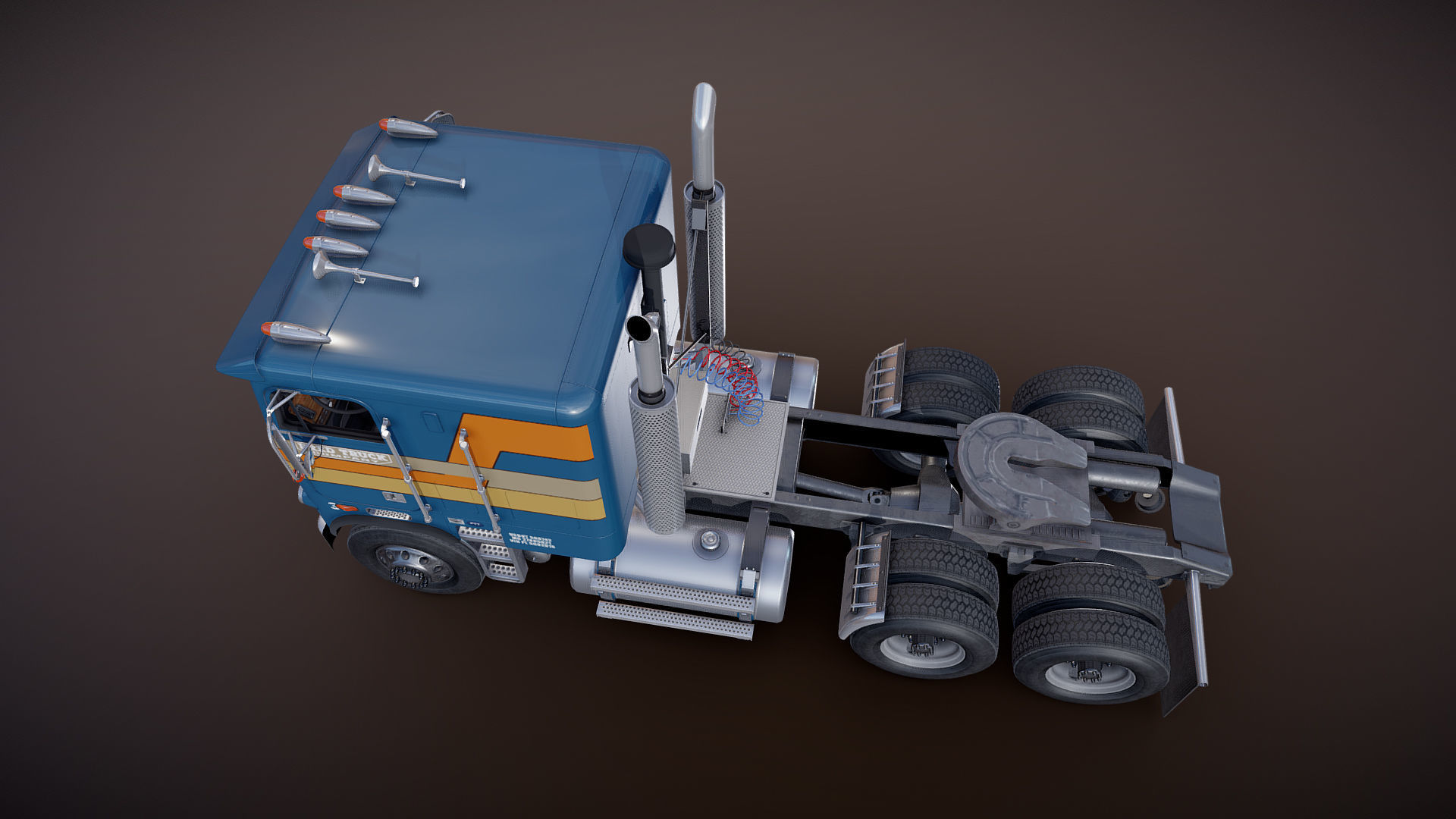 Freightliner cabover fuel trailer Low-poly 3D model_39