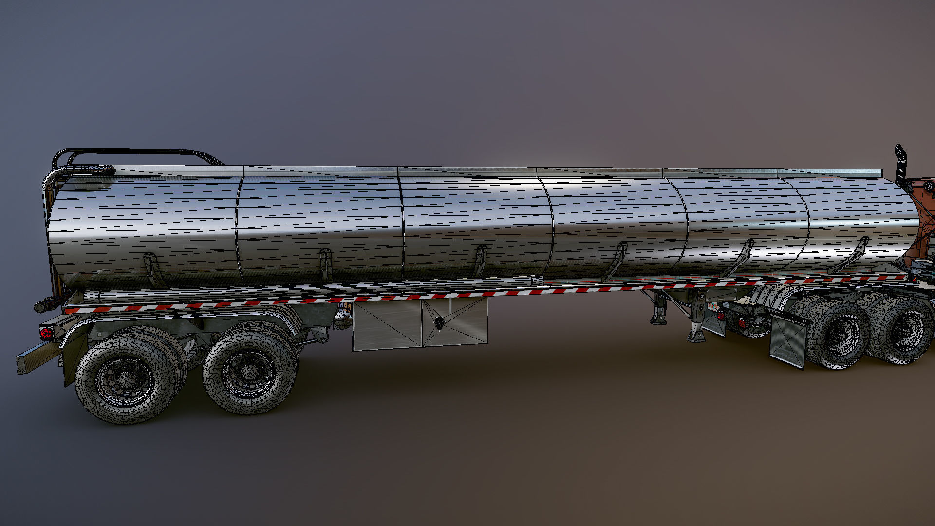 Freightliner cabover fuel trailer Low-poly 3D model_43