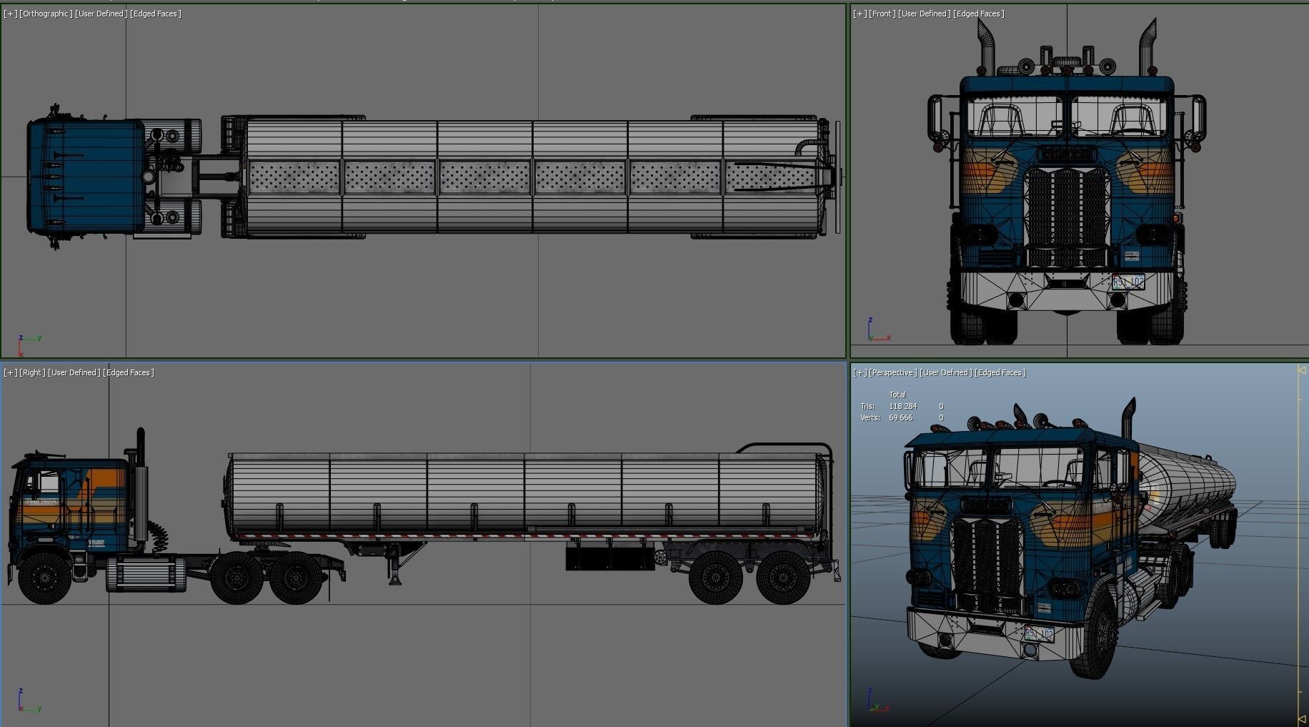 Freightliner cabover fuel trailer Low-poly 3D model_54