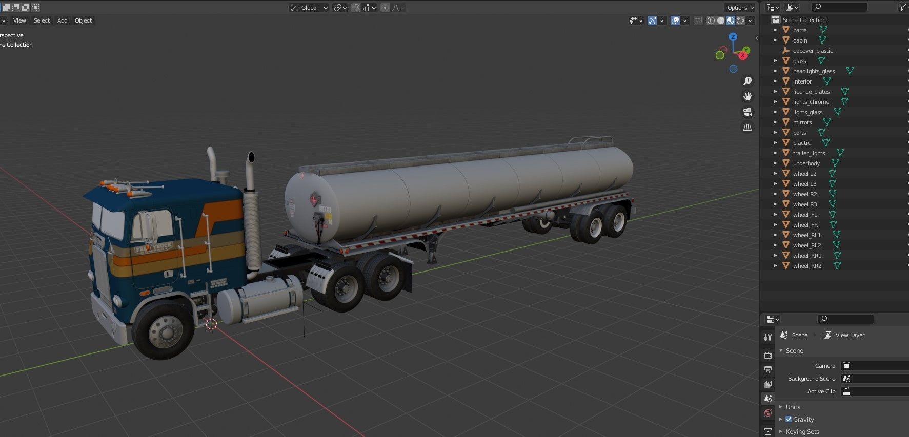 Freightliner cabover fuel trailer Low-poly 3D model_57
