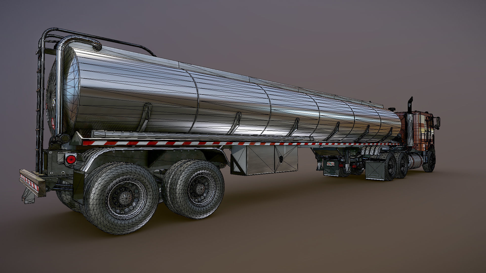 Freightliner cabover fuel trailer Low-poly 3D model_41