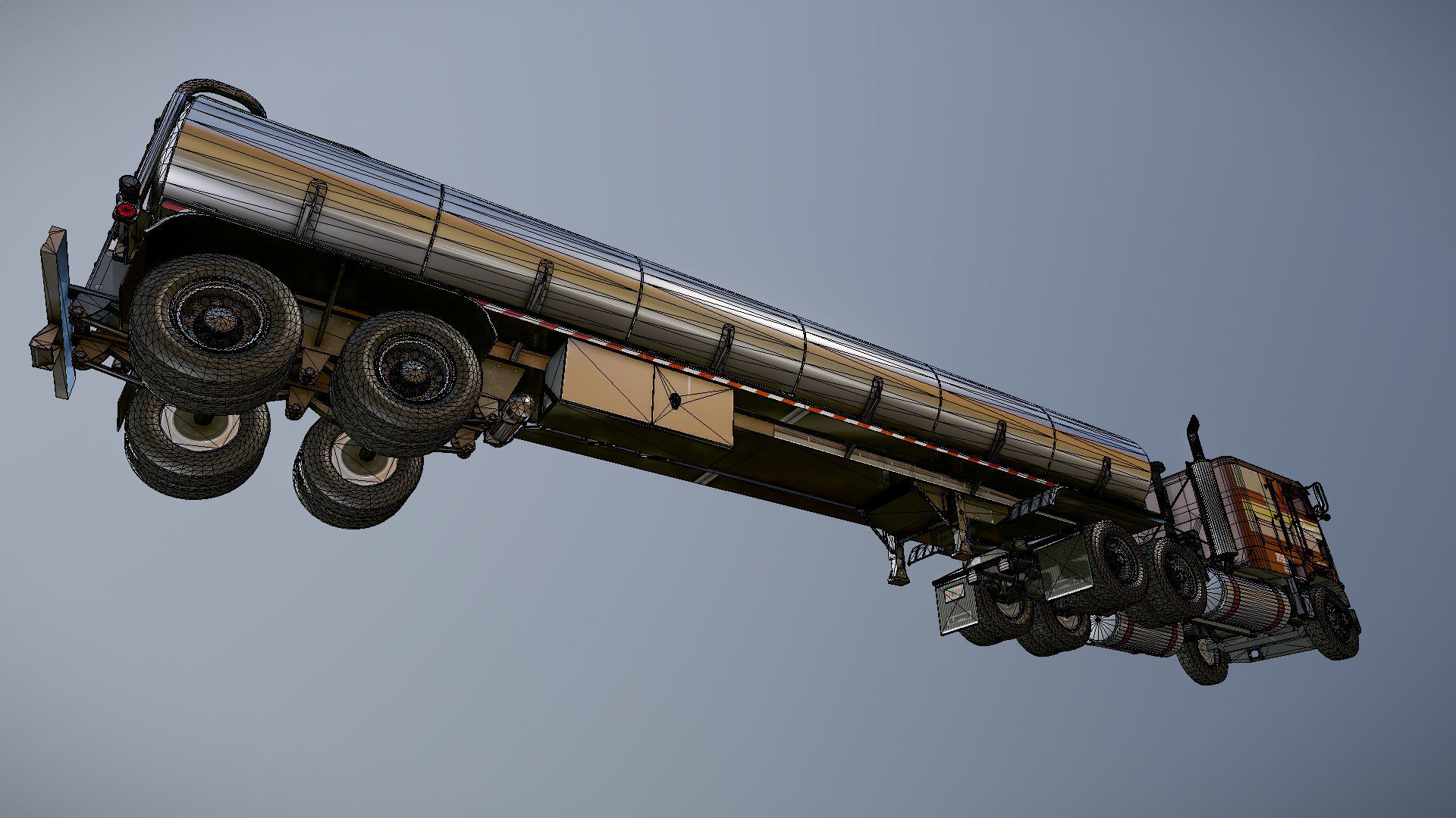 Freightliner cabover fuel trailer Low-poly 3D model_44