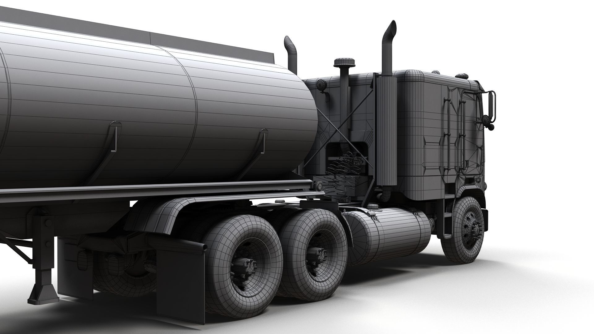 Freightliner cabover fuel trailer Low-poly 3D model_19