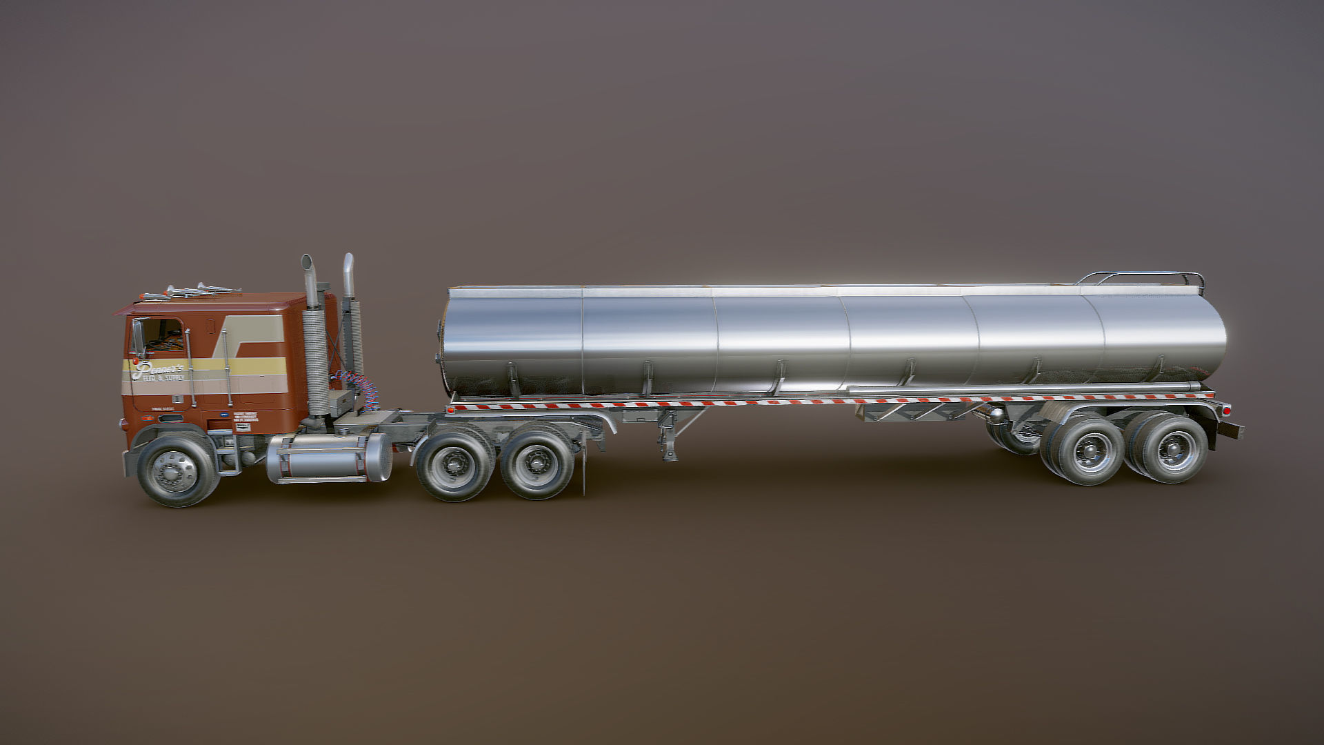 Freightliner cabover fuel trailer Low-poly 3D model_24
