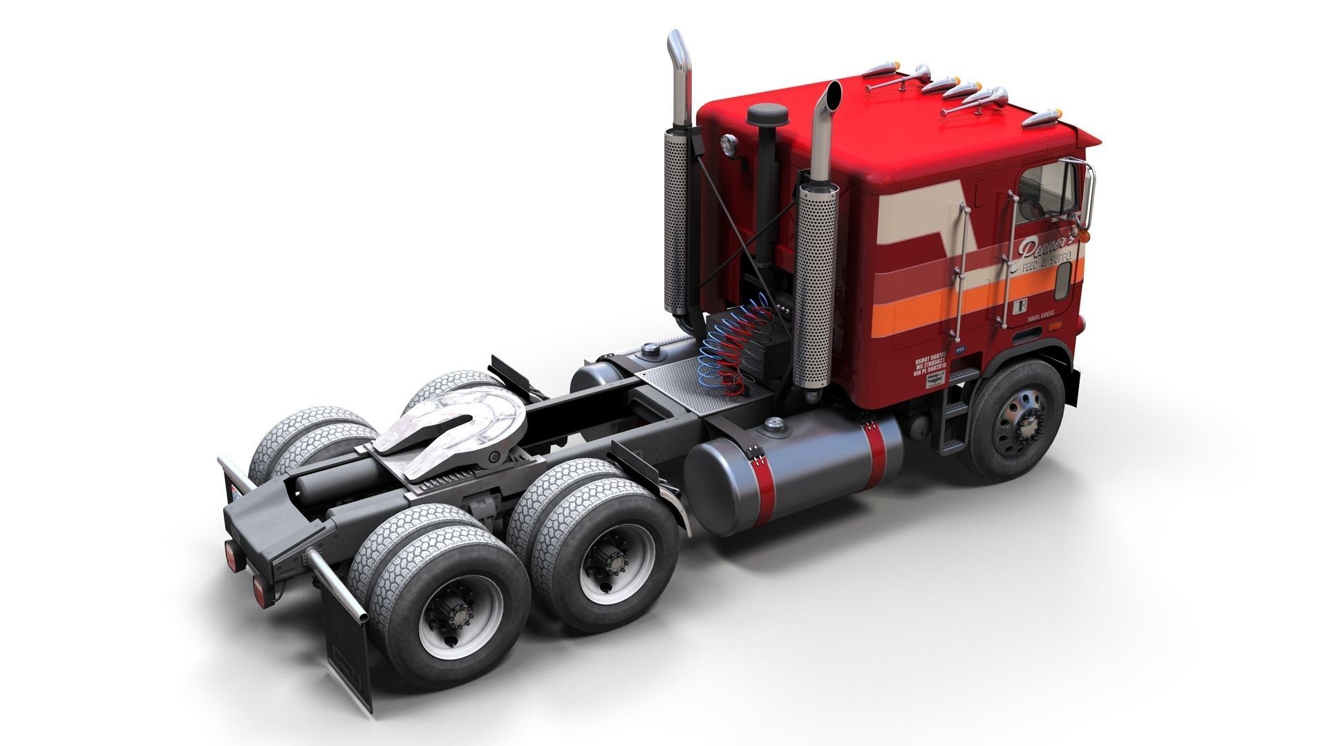 Freightliner cabover fuel trailer Low-poly 3D model_12