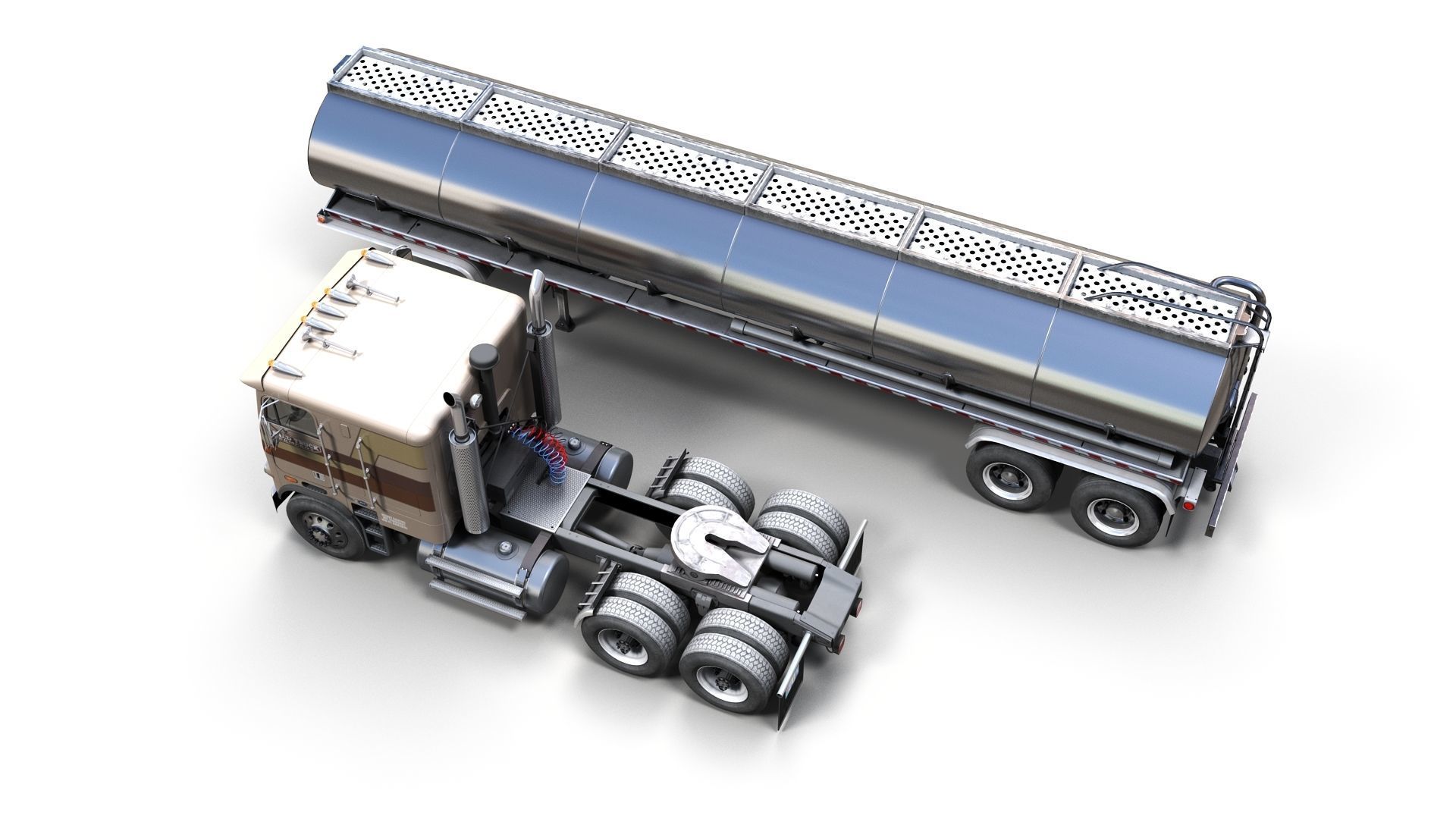Freightliner cabover fuel trailer Low-poly 3D model_10