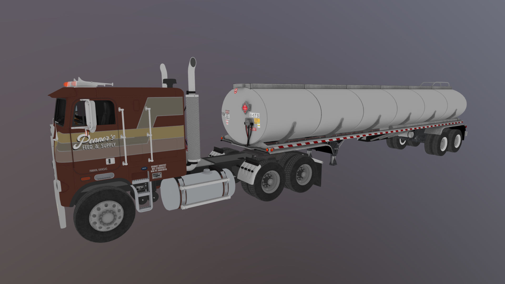 Freightliner cabover fuel trailer Low-poly 3D model_51