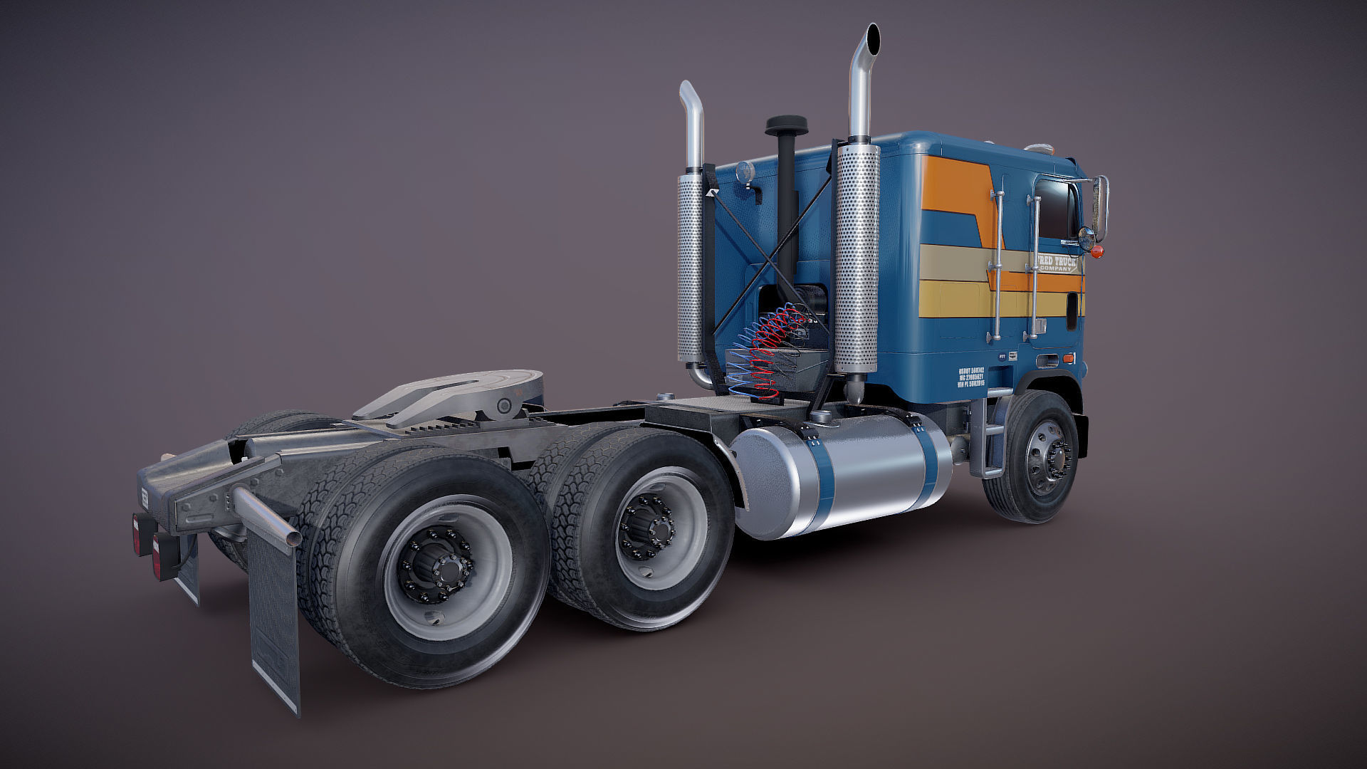 Freightliner cabover fuel trailer Low-poly 3D model_38