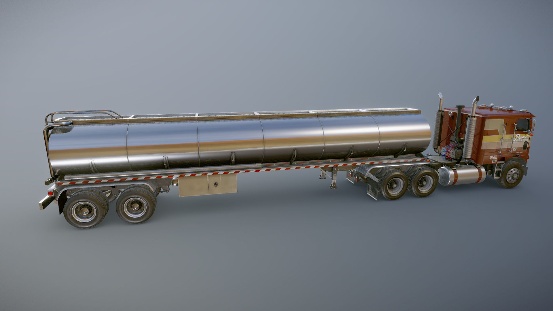 Freightliner cabover fuel trailer Low-poly 3D model_29