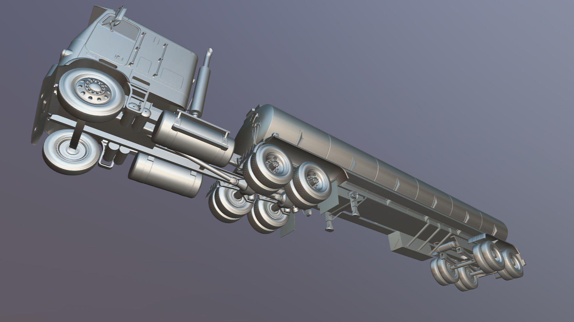 Freightliner cabover fuel trailer Low-poly 3D model_48