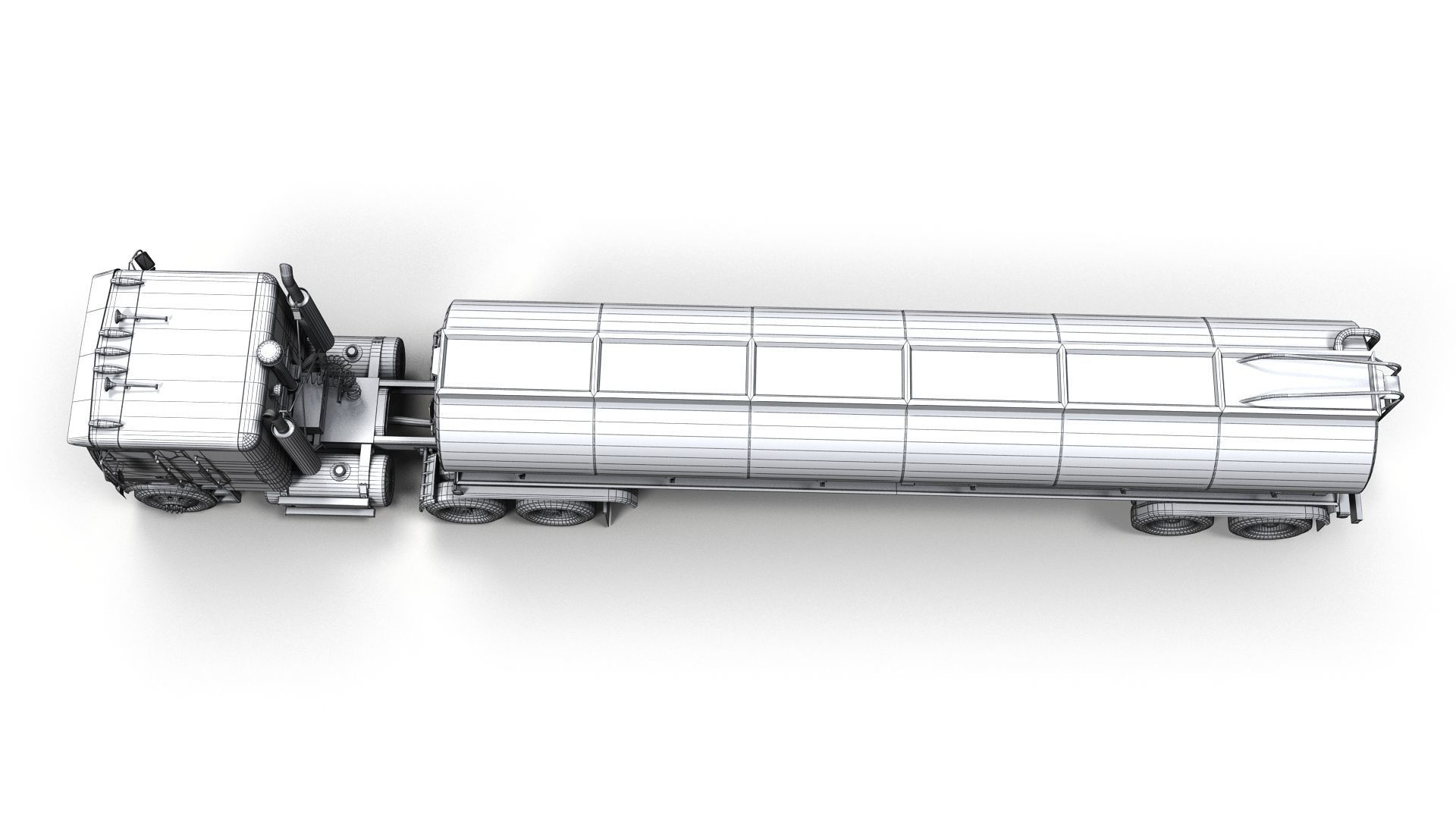Freightliner cabover fuel trailer Low-poly 3D model_20