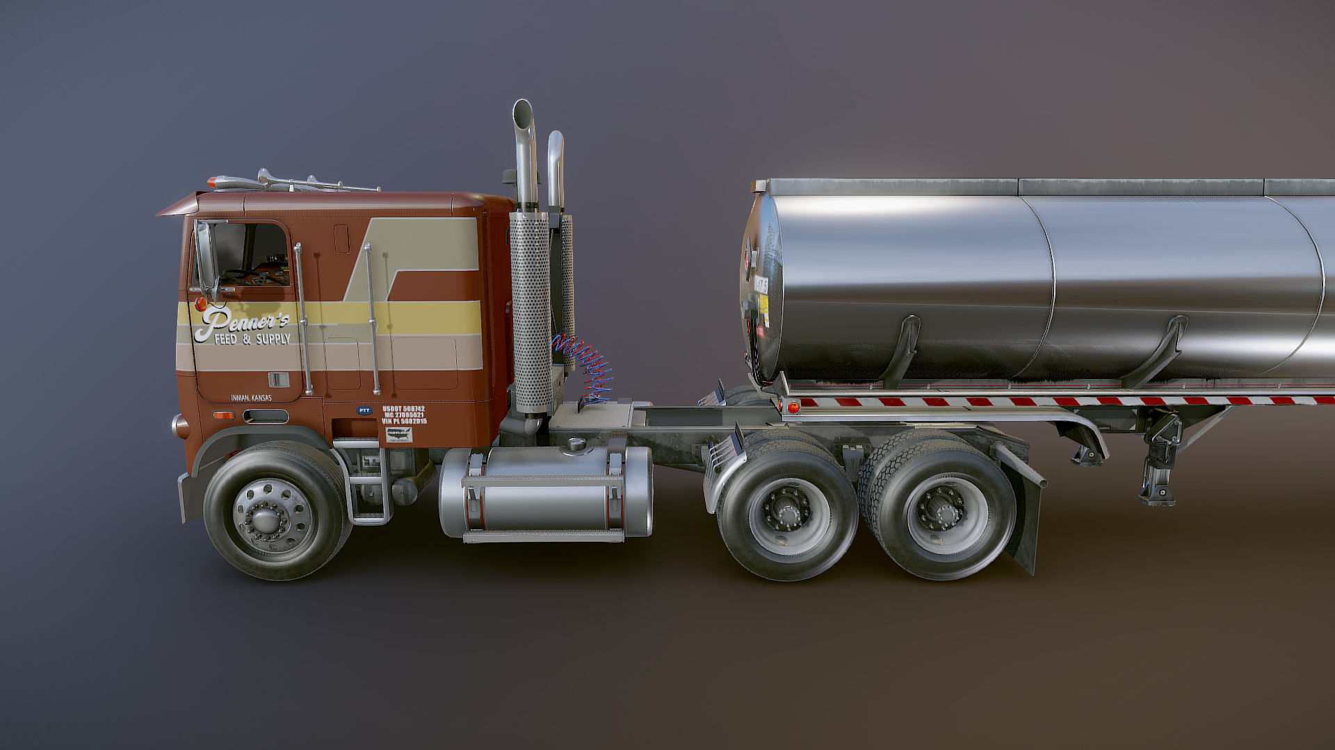 Freightliner cabover fuel trailer Low-poly 3D model_31