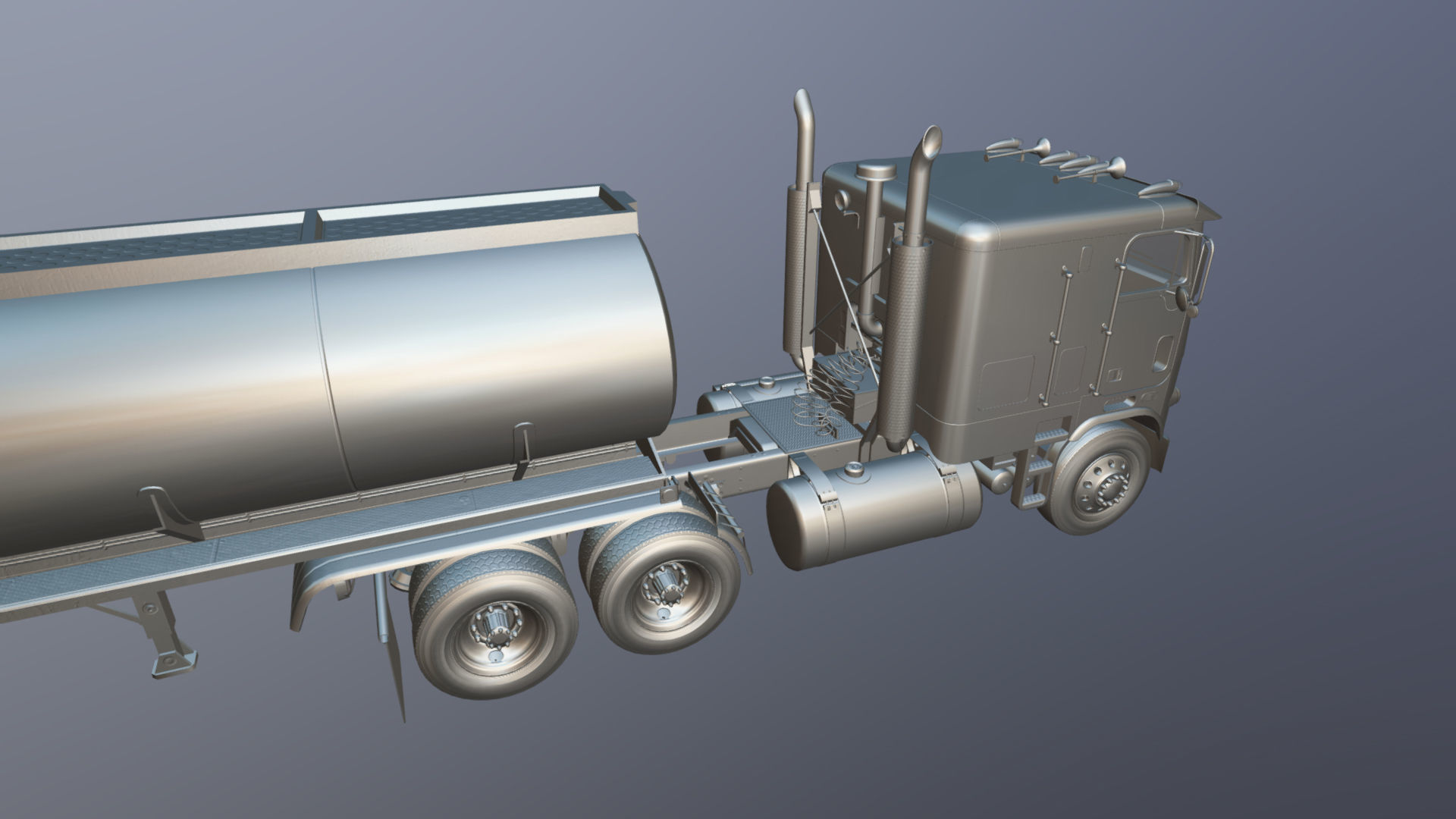 Freightliner cabover fuel trailer Low-poly 3D model_47