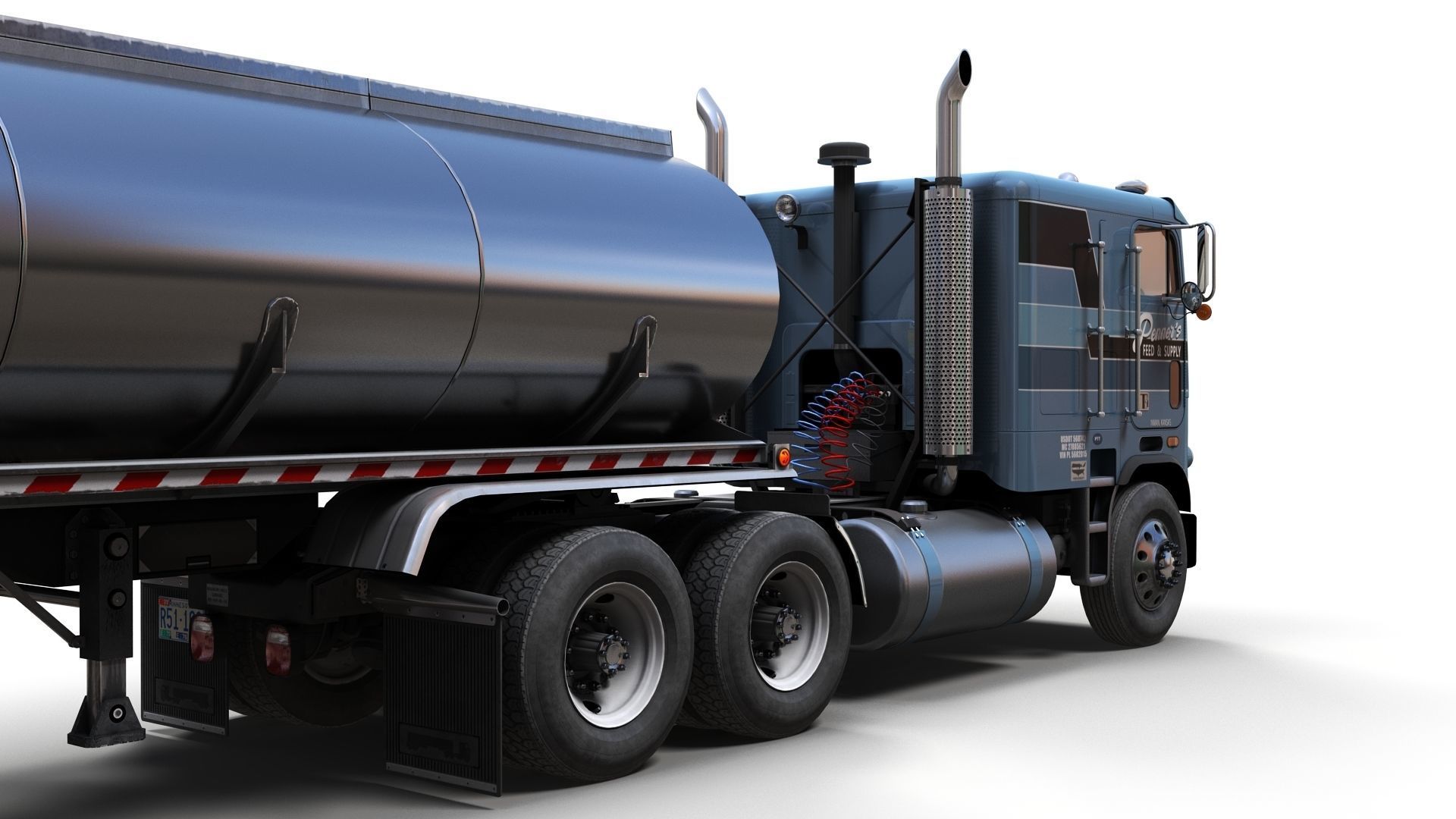 Freightliner cabover fuel trailer Low-poly 3D model_6