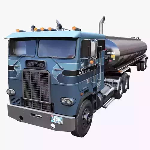 Freightliner cabover fuel trailer Low-poly 3D model