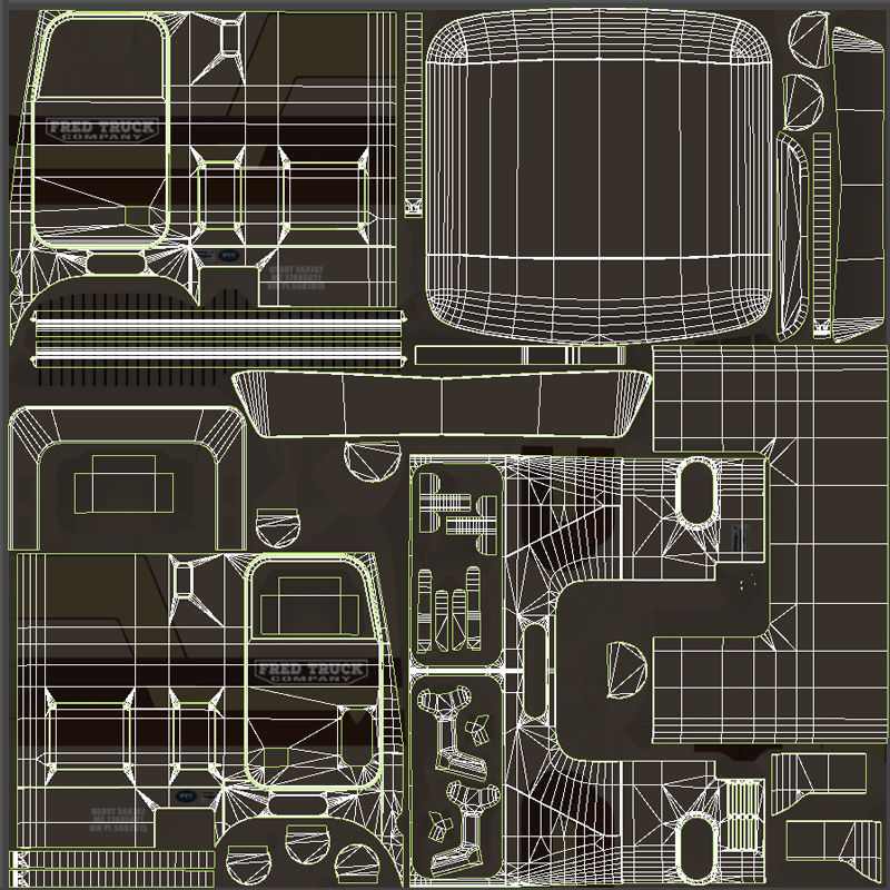 Freightliner cabover fuel trailer Low-poly 3D model_60