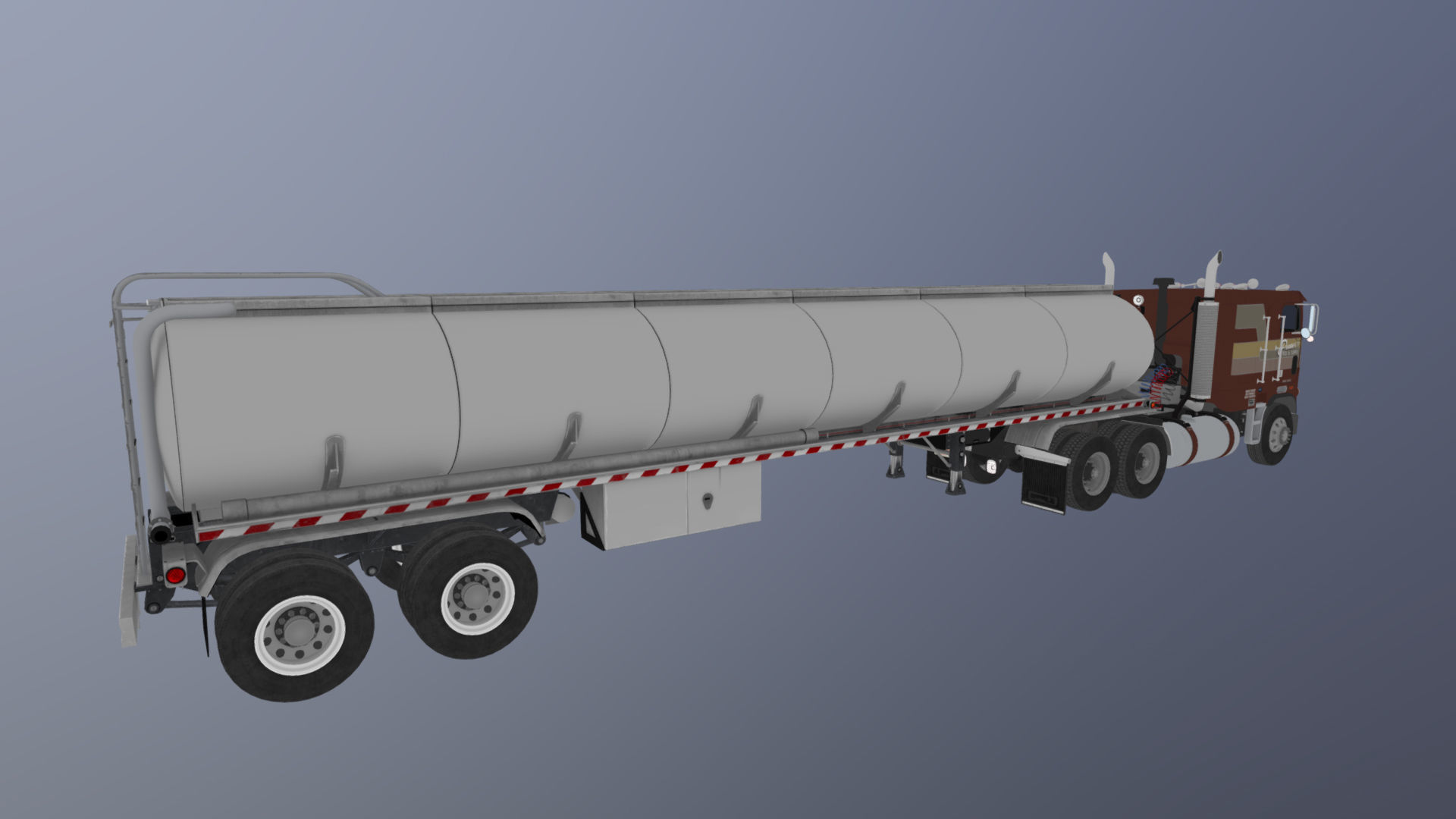 Freightliner cabover fuel trailer Low-poly 3D model_50