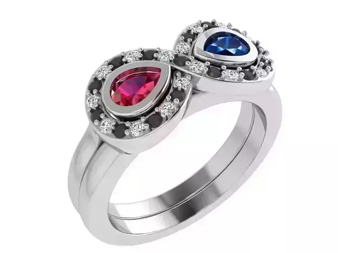 Infinity diamond ring 3445 3D print model 