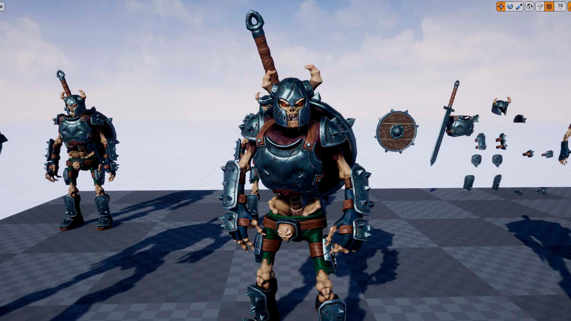 Fantasy Skeleton Warrior 1 Game Ready 3D model Low-poly 3D model_14