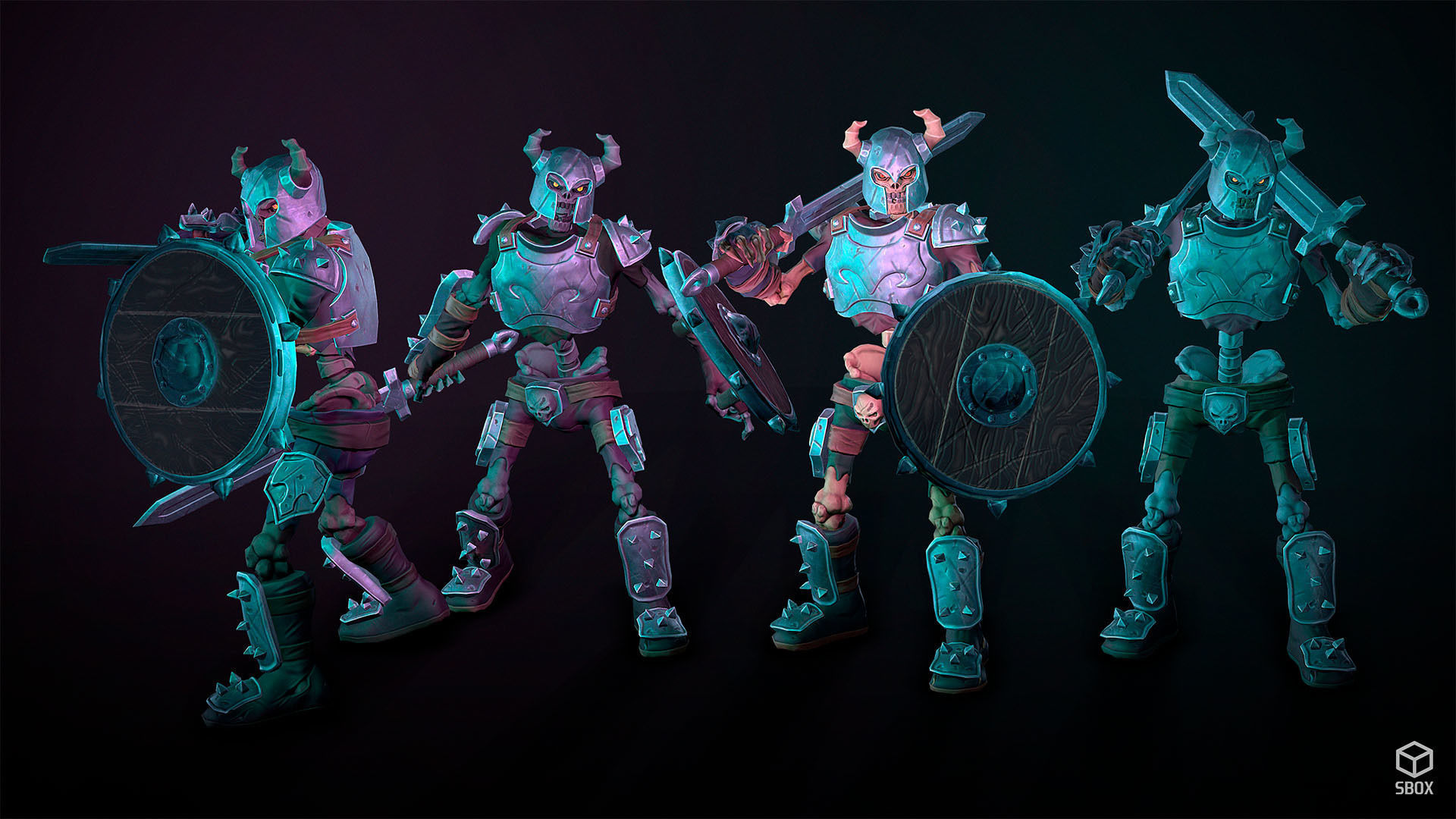 Fantasy Skeleton Warrior 1 Game Ready 3D model Low-poly 3D model_8