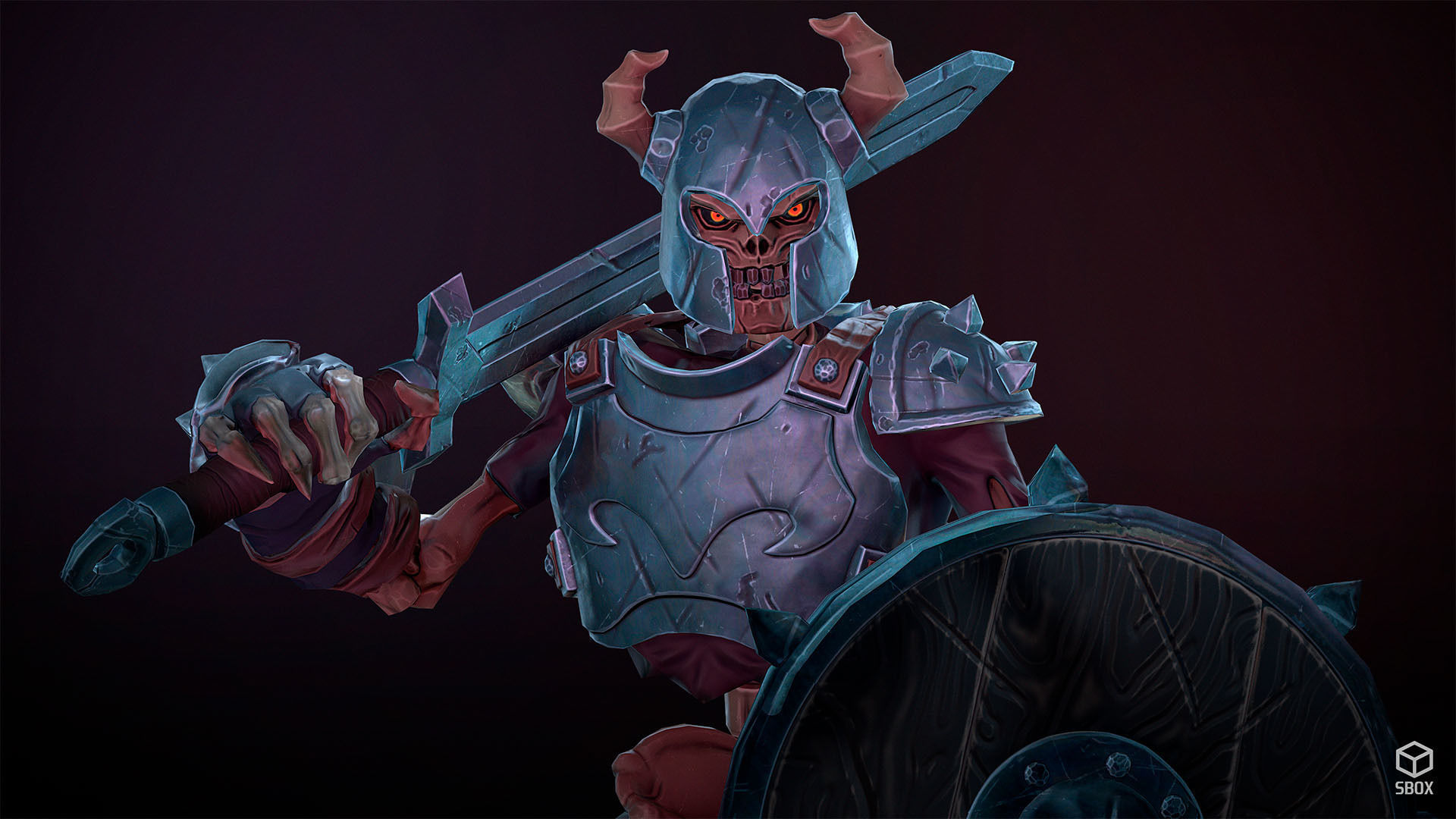 Fantasy Skeleton Warrior 1 Game Ready 3D model Low-poly 3D model_4