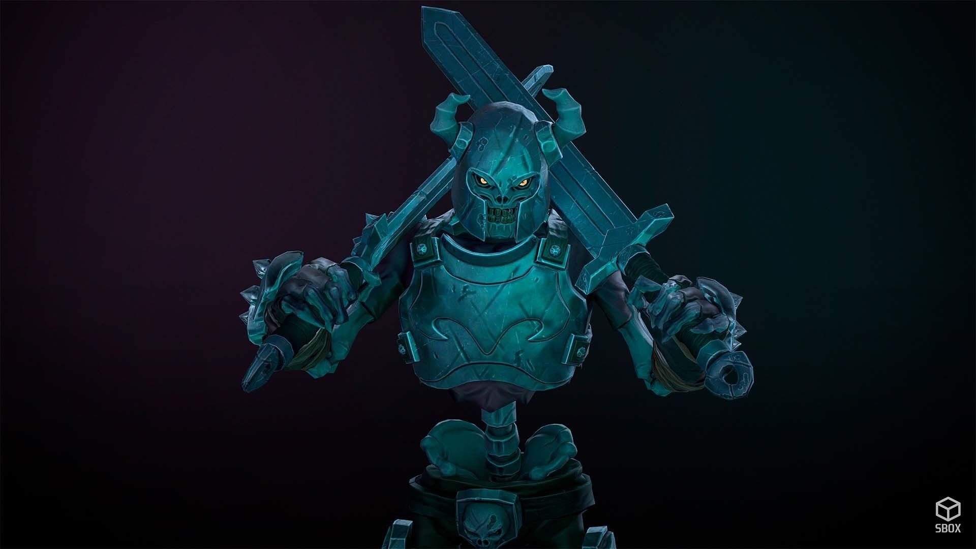 Fantasy Skeleton Warrior 1 Game Ready 3D model Low-poly 3D model_2