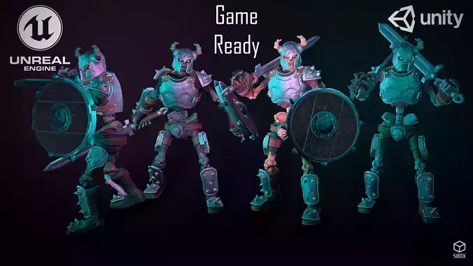 Fantasy Skeleton Warrior 1 Game Ready 3D model