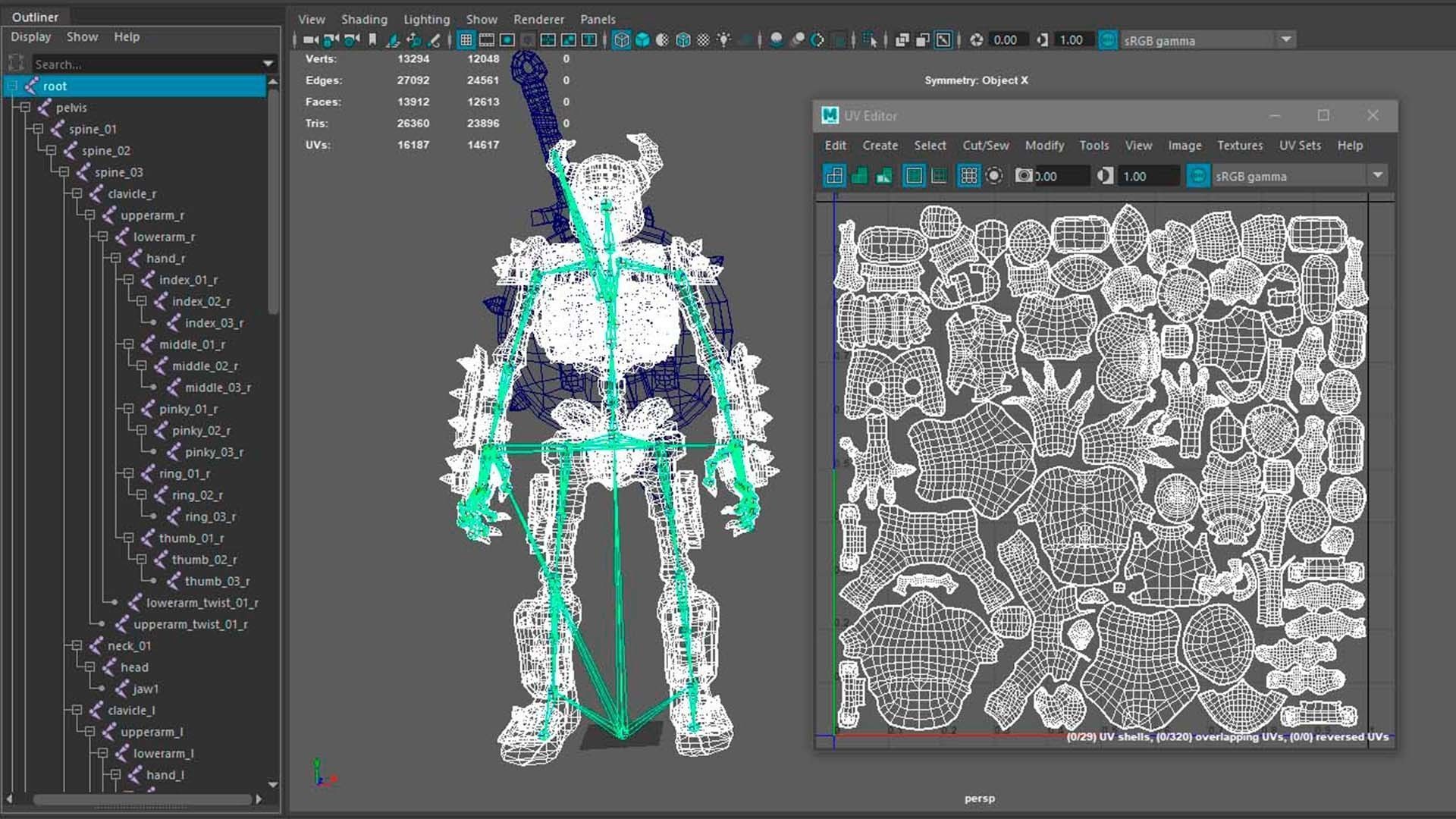 Fantasy Skeleton Warrior 1 Game Ready 3D model Low-poly 3D model_9