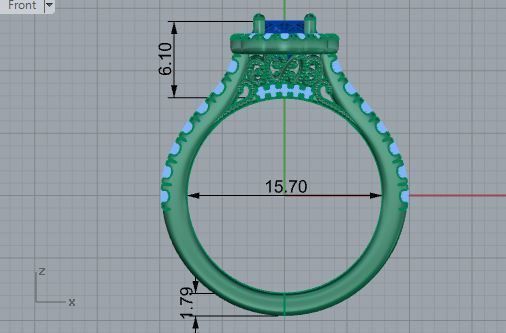 Oval blue diamond ring 3447 3D print model 3D print model_5