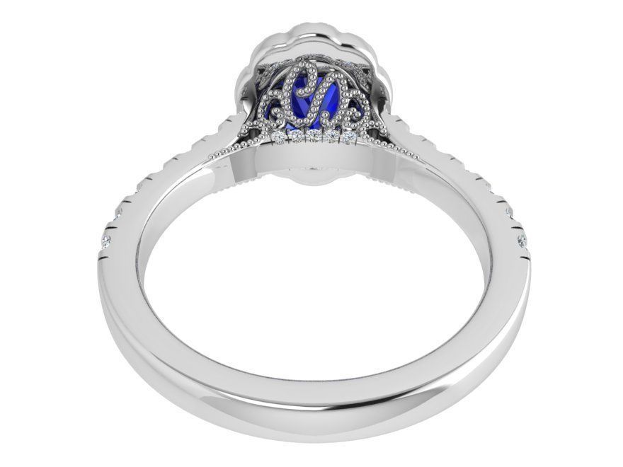 Oval blue diamond ring 3447 3D print model 3D print model_3