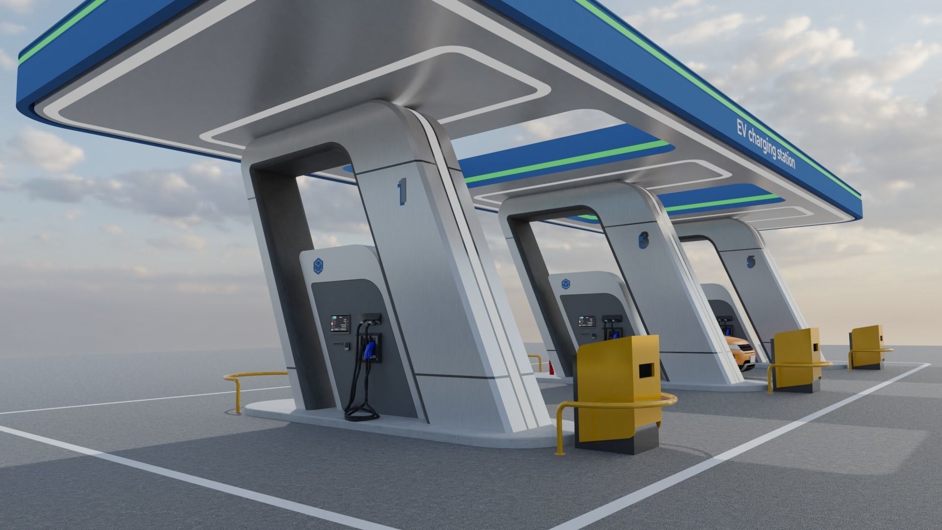 Electric Vehicle Charging Station 3 3D model_3