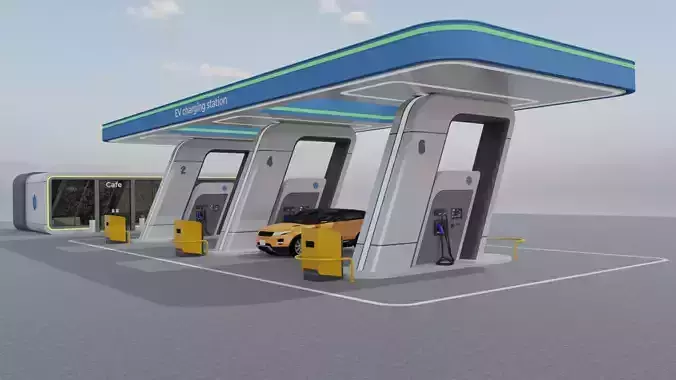 Electric Vehicle Charging Station 3 3D model