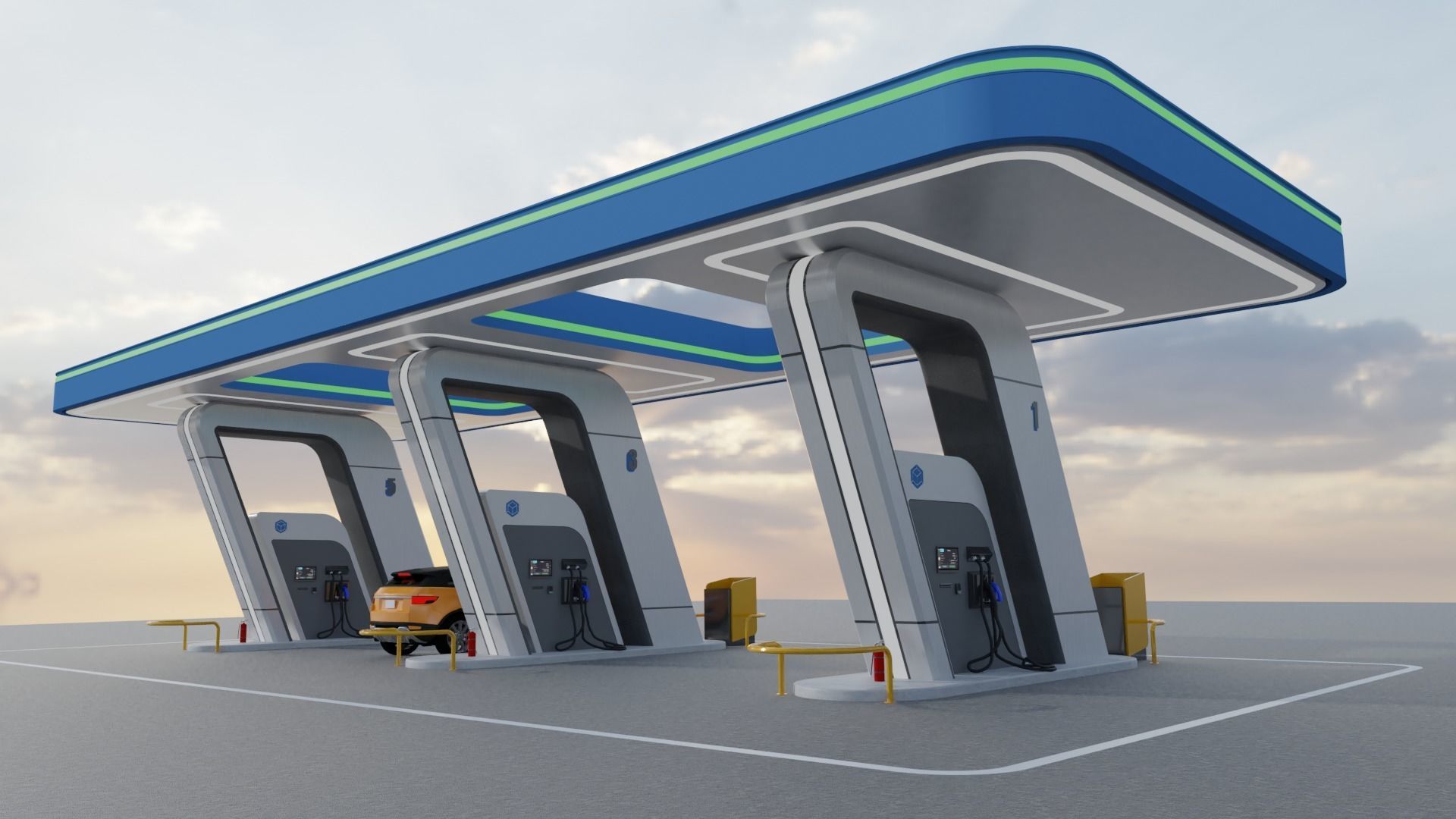 Electric Vehicle Charging Station 3 3D model_4