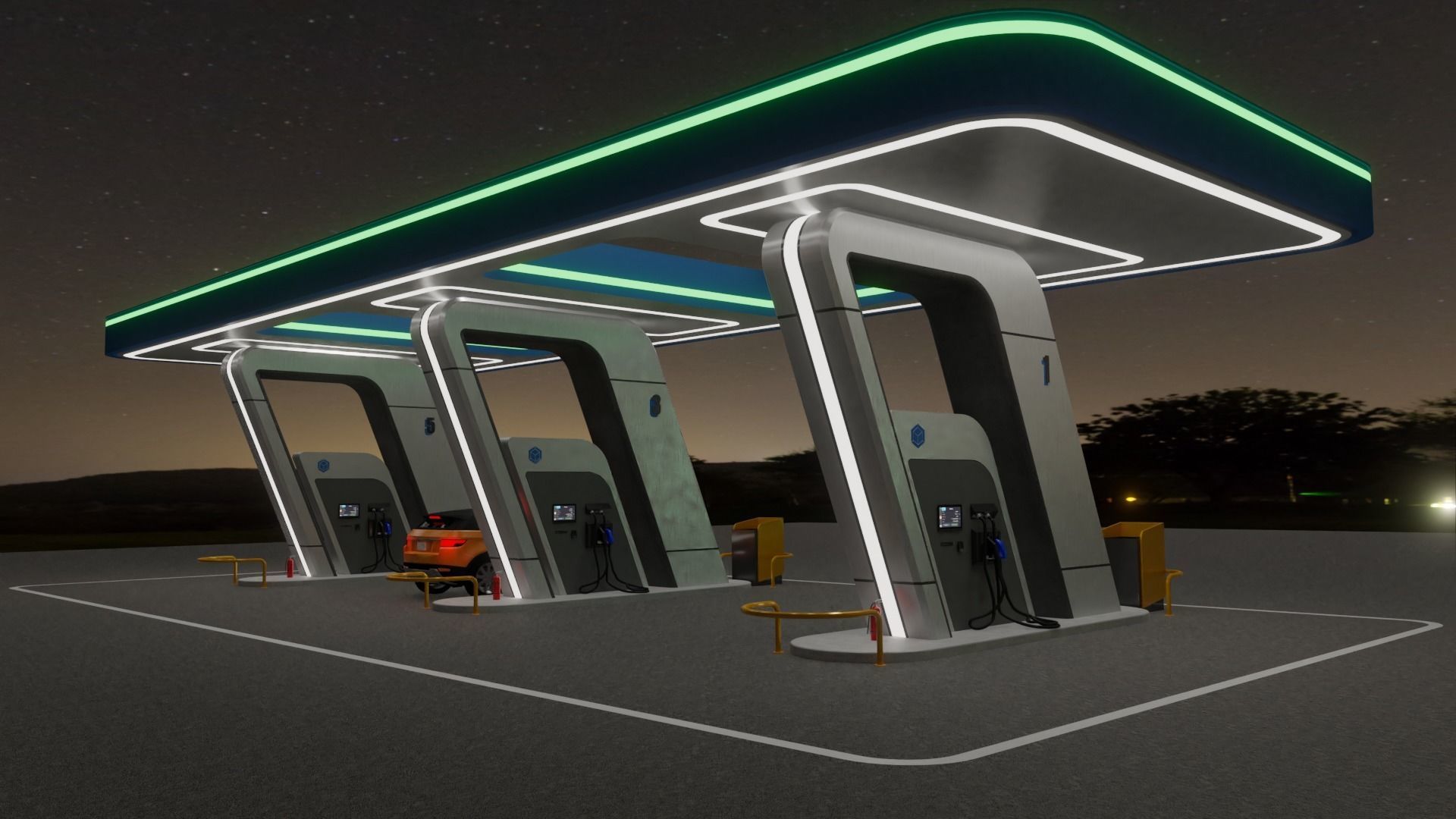 Electric Vehicle Charging Station 3 3D model_9