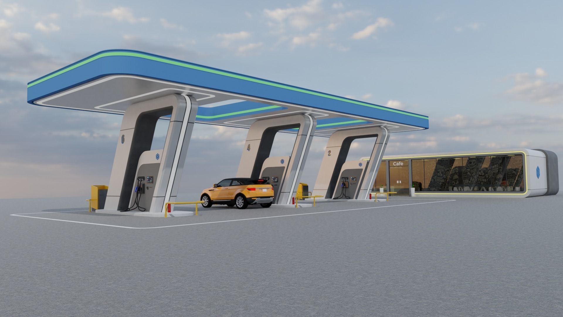 Electric Vehicle Charging Station 3 3D model_2