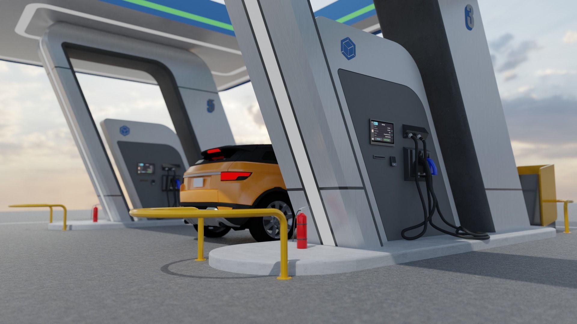 Electric Vehicle Charging Station 3 3D model_7