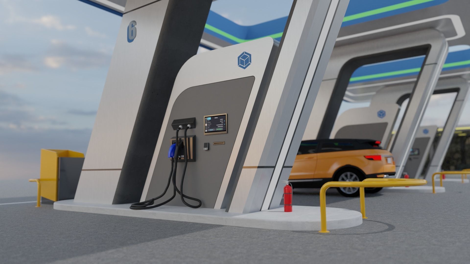 Electric Vehicle Charging Station 3 3D model_5