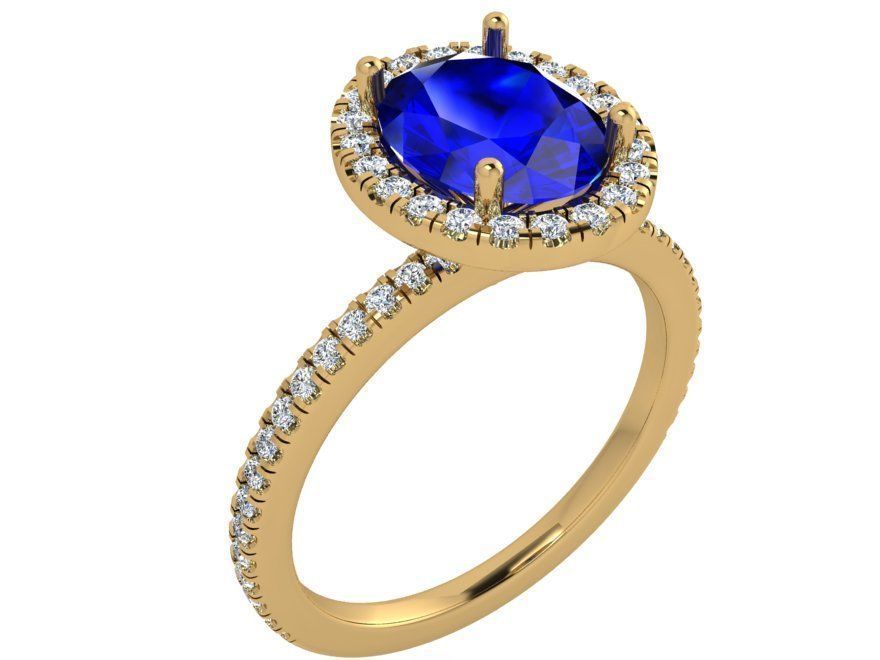 Nerrow round blue stone ring 3448 3D print model 3D print model_1