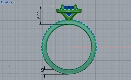 Nerrow round blue stone ring 3448 3D print model 3D print model_5