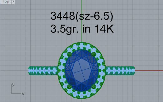 Nerrow round blue stone ring 3448 3D print model 3D print model_4