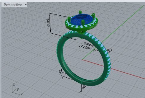 Nerrow round blue stone ring 3448 3D print model 3D print model_7